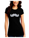 Big Silver White Mustache Juniors Crew Dark T-Shirt-T-Shirts Juniors Tops-TooLoud-Black-Juniors Fitted Small-Davson Sales