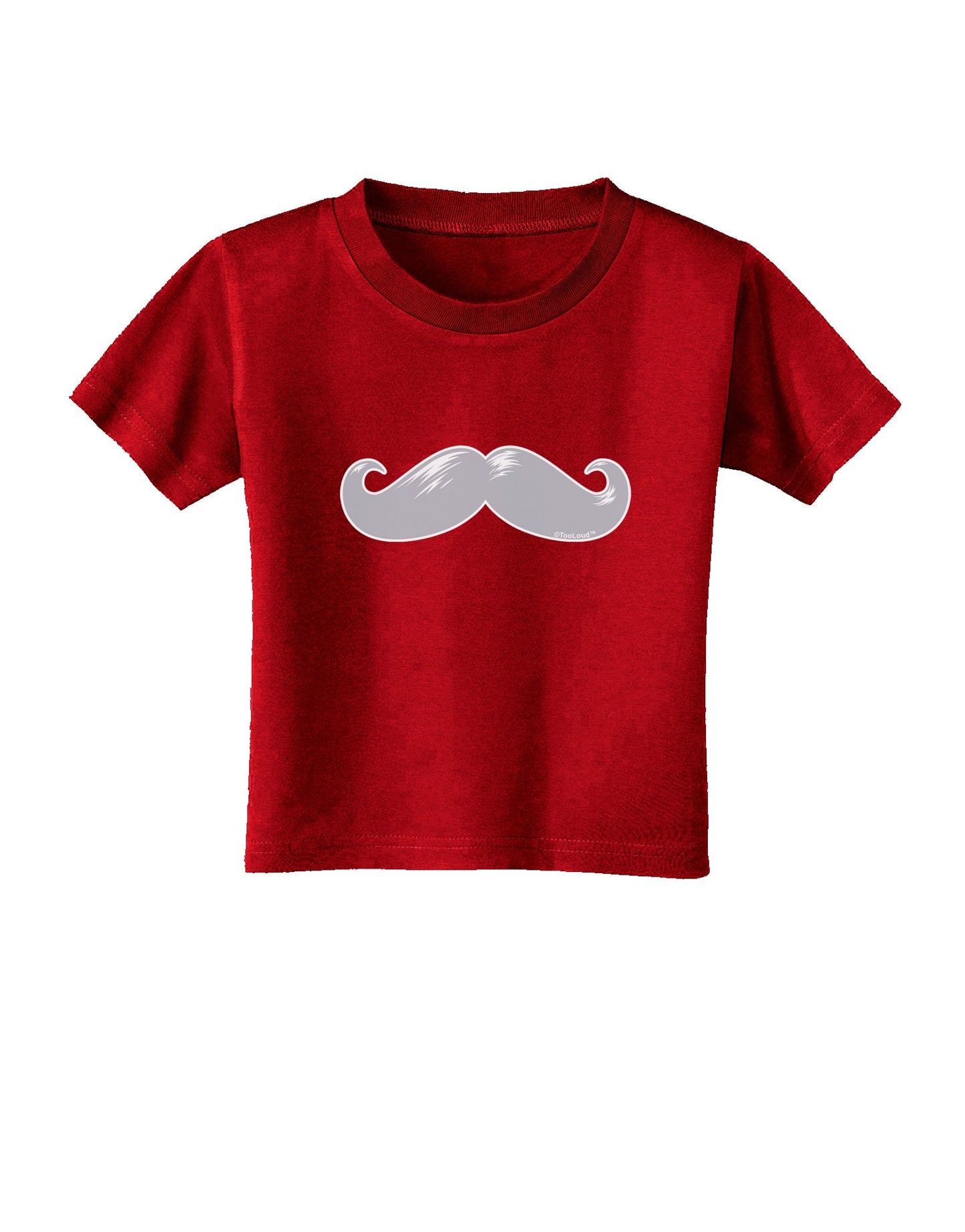Big Silver White Mustache Toddler T-Shirt Dark-Toddler T-Shirt-TooLoud-Red-2T-Davson Sales