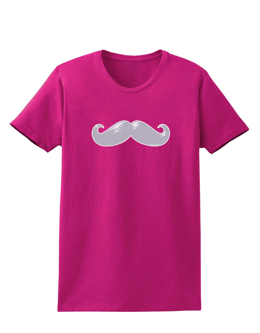 Big Silver White Mustache Womens Dark T-Shirt-TooLoud-Black-X-Small-Davson Sales