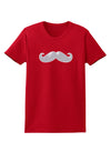 Big Silver White Mustache Womens Dark T-Shirt-TooLoud-Red-X-Small-Davson Sales