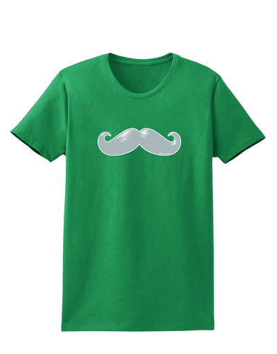 Big Silver White Mustache Womens Dark T-Shirt-TooLoud-Kelly-Green-X-Small-Davson Sales