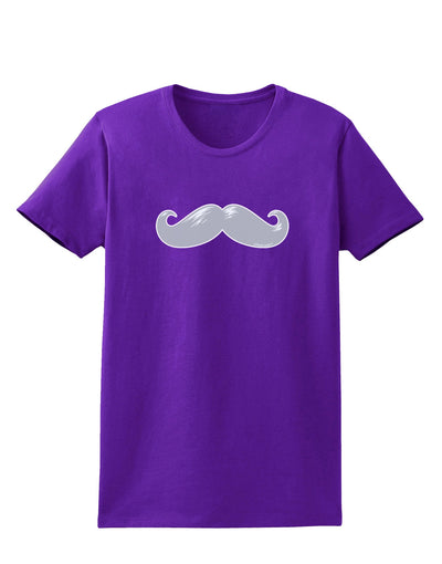 Big Silver White Mustache Womens Dark T-Shirt-TooLoud-Purple-X-Small-Davson Sales