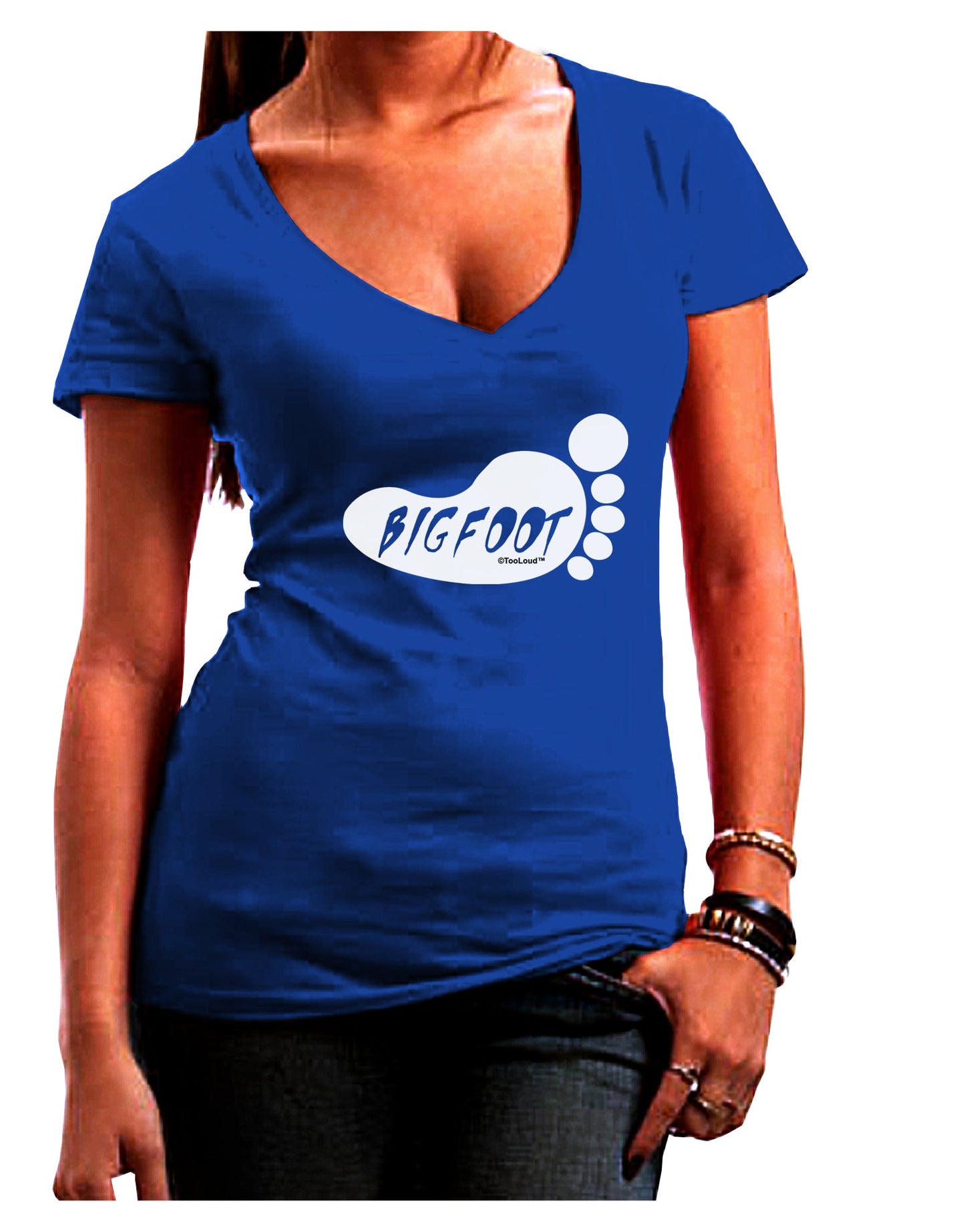 Bigfoot Juniors V-Neck Dark T-Shirt by TooLoud-Womens V-Neck T-Shirts-TooLoud-Royal-Blue-Juniors Fitted Small-Davson Sales