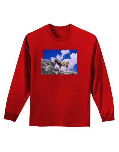 Bighorn Ram Adult Long Sleeve Dark T-Shirt-TooLoud-Red-Small-Davson Sales