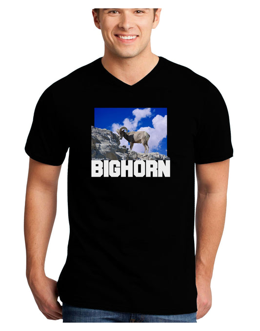 Bighorn Ram Text Adult Dark V-Neck T-Shirt-TooLoud-Black-Small-Davson Sales
