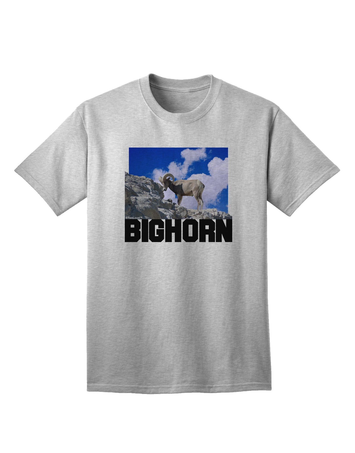 Bighorn Ram Text Adult T-Shirt-Mens T-Shirt-TooLoud-AshGray-Small-Davson Sales