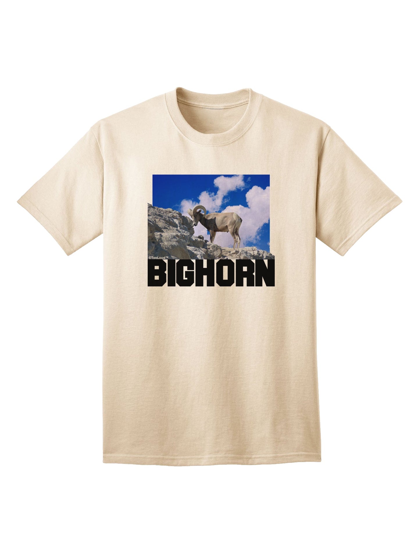 Bighorn Ram Text Adult T-Shirt-Mens T-Shirt-TooLoud-Natural-Small-Davson Sales