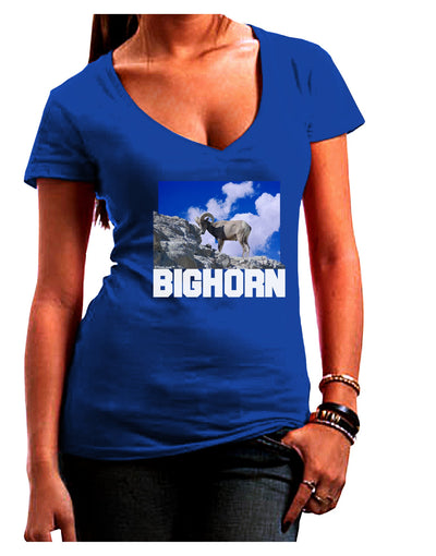 Bighorn Ram Text Juniors V-Neck Dark T-Shirt-Womens V-Neck T-Shirts-TooLoud-Royal-Blue-Juniors Fitted Small-Davson Sales