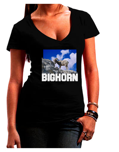 Bighorn Ram Text Juniors V-Neck Dark T-Shirt-Womens V-Neck T-Shirts-TooLoud-Black-Juniors Fitted Small-Davson Sales