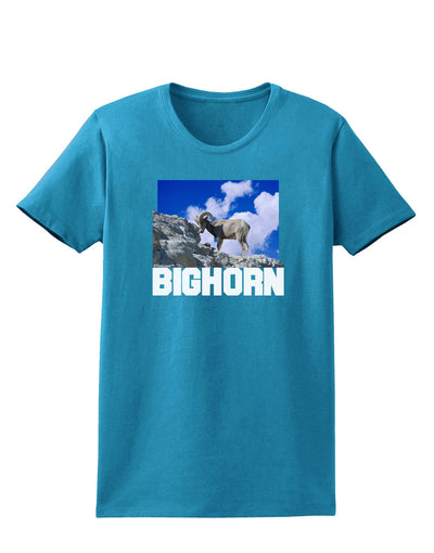 Bighorn Ram Text Womens Dark T-Shirt-TooLoud-Turquoise-X-Small-Davson Sales