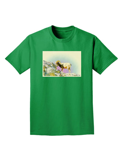 Bighorn Ram Watercolor Adult Dark T-Shirt-Mens T-Shirt-TooLoud-Kelly-Green-Small-Davson Sales