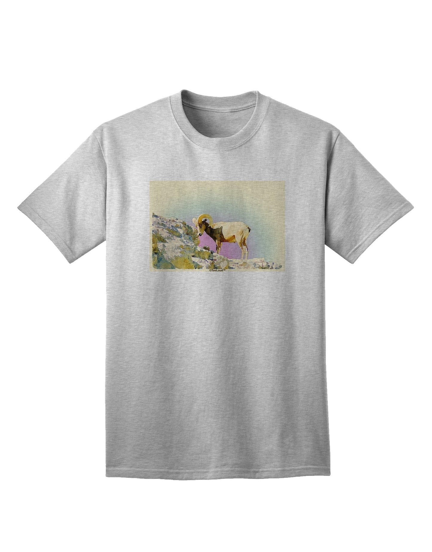 Bighorn Ram Watercolor Adult T-Shirt-Mens T-Shirt-TooLoud-AshGray-Small-Davson Sales
