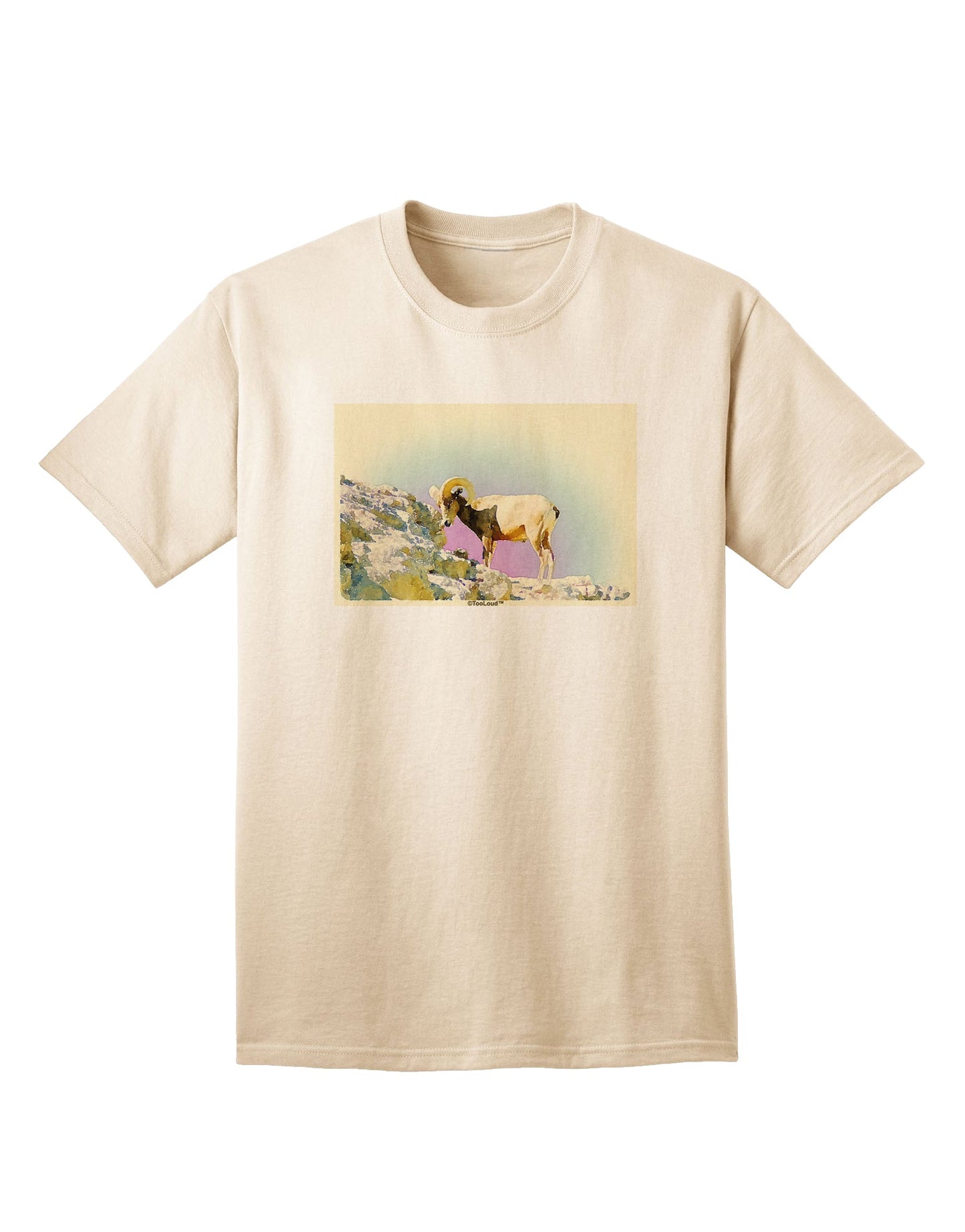 Bighorn Ram Watercolor Adult T-Shirt-Mens T-Shirt-TooLoud-Natural-Small-Davson Sales
