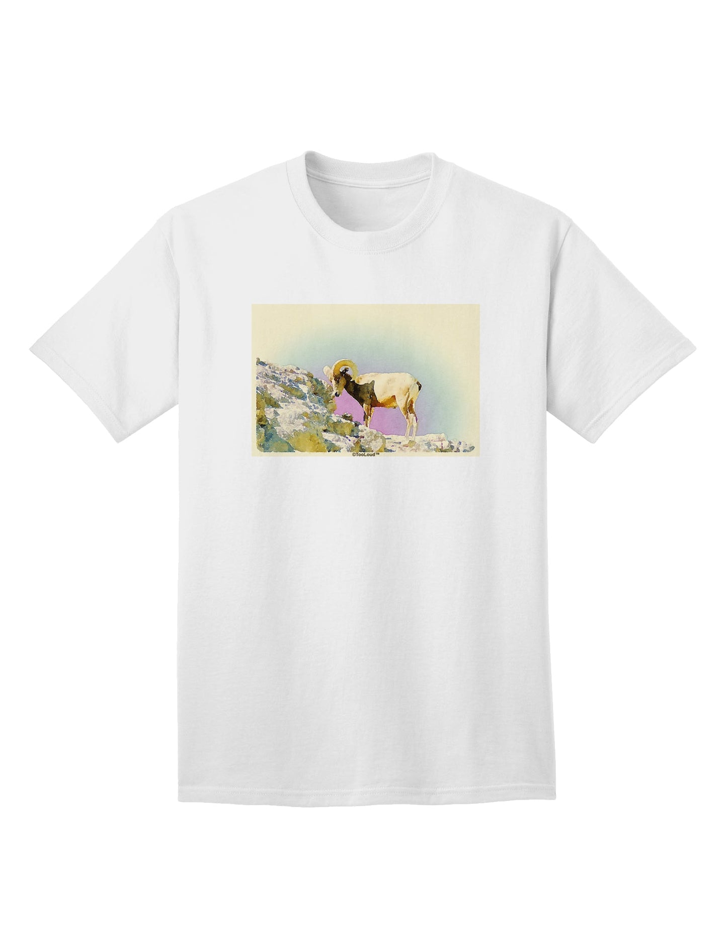 Bighorn Ram Watercolor Adult T-Shirt-Mens T-Shirt-TooLoud-White-Small-Davson Sales