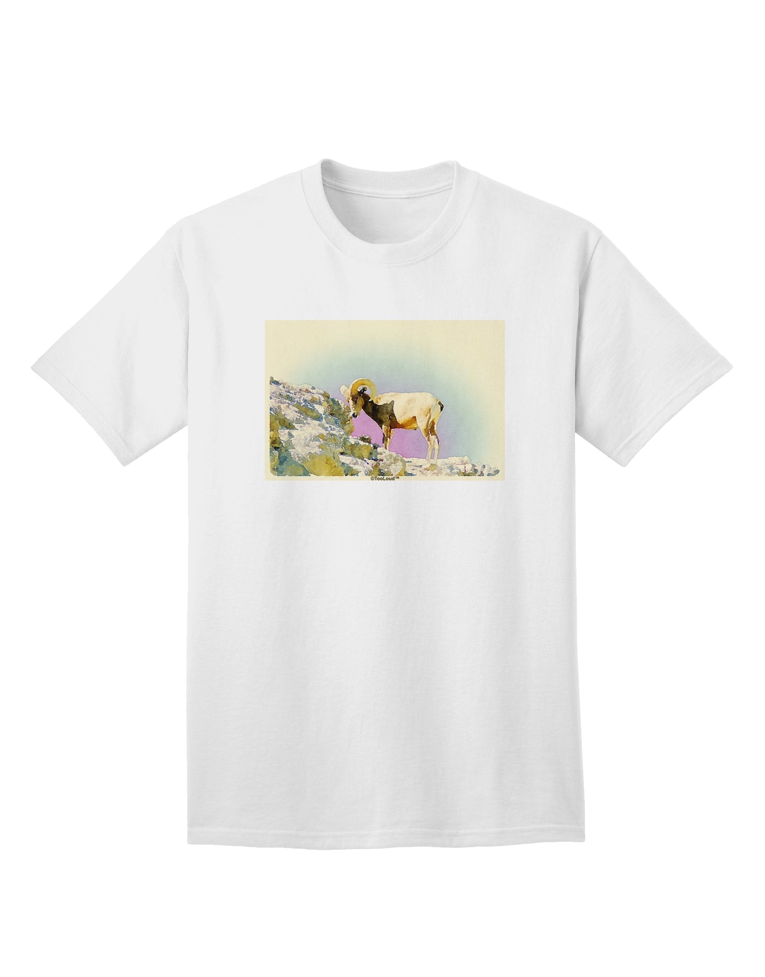 Bighorn Ram Watercolor Adult T-Shirt-Mens T-Shirt-TooLoud-White-Small-Davson Sales