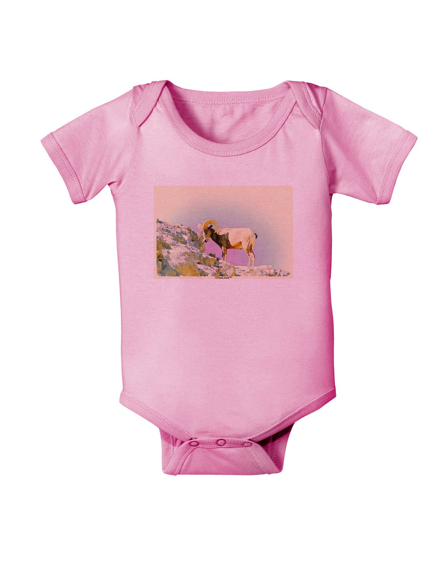 Bighorn Ram Watercolor Baby Romper Bodysuit-Baby Romper-TooLoud-White-06-Months-Davson Sales