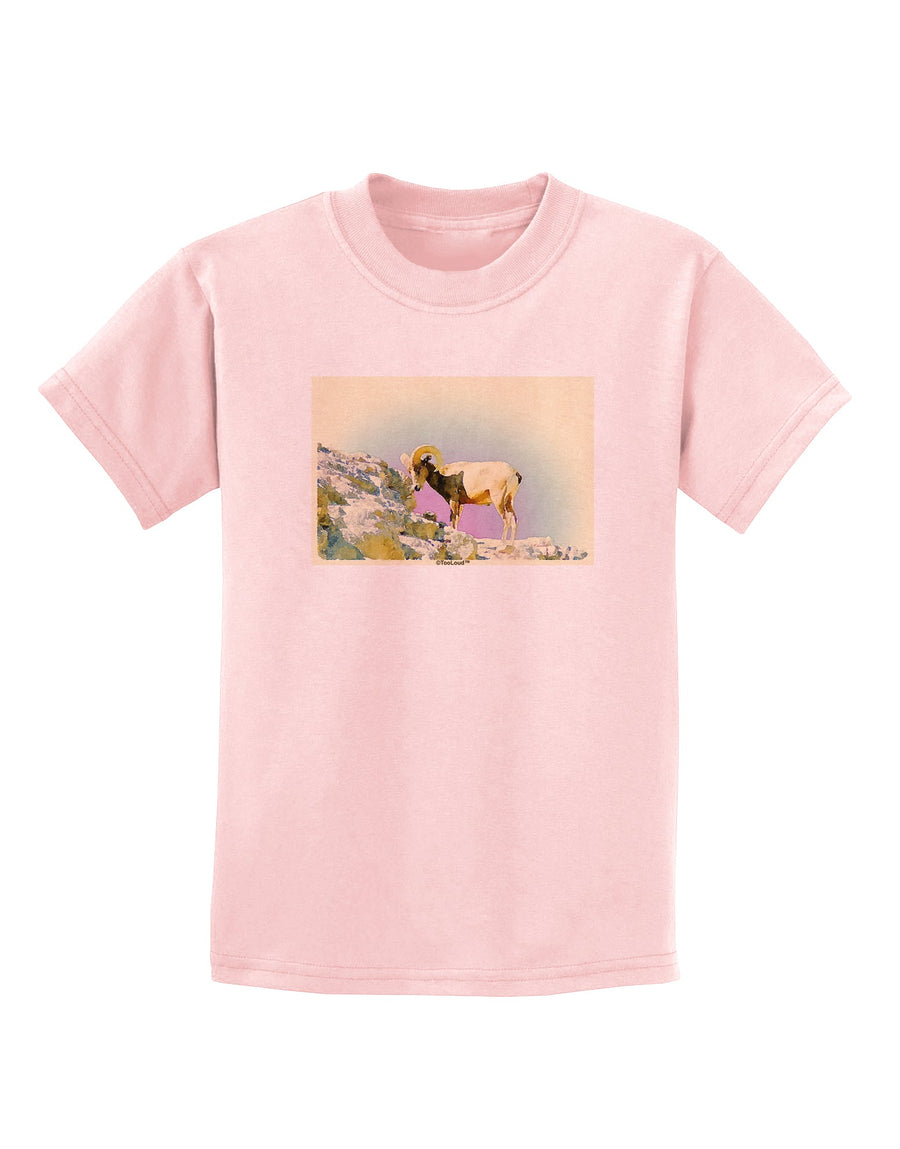 Bighorn Ram Watercolor Childrens T-Shirt-Childrens T-Shirt-TooLoud-White-X-Small-Davson Sales