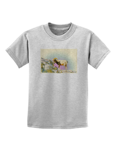 Bighorn Ram Watercolor Childrens T-Shirt-Childrens T-Shirt-TooLoud-AshGray-X-Small-Davson Sales