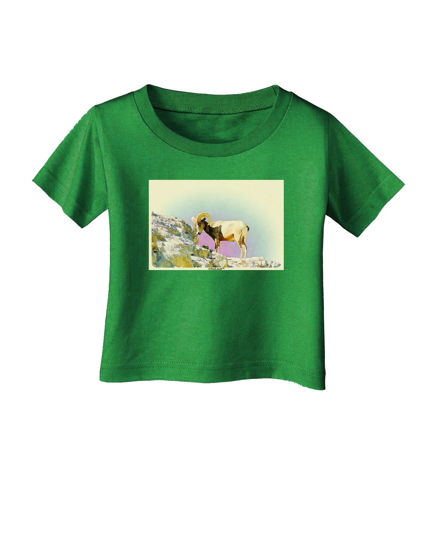 Bighorn Ram Watercolor Infant T-Shirt Dark-Infant T-Shirt-TooLoud-Clover-Green-06-Months-Davson Sales