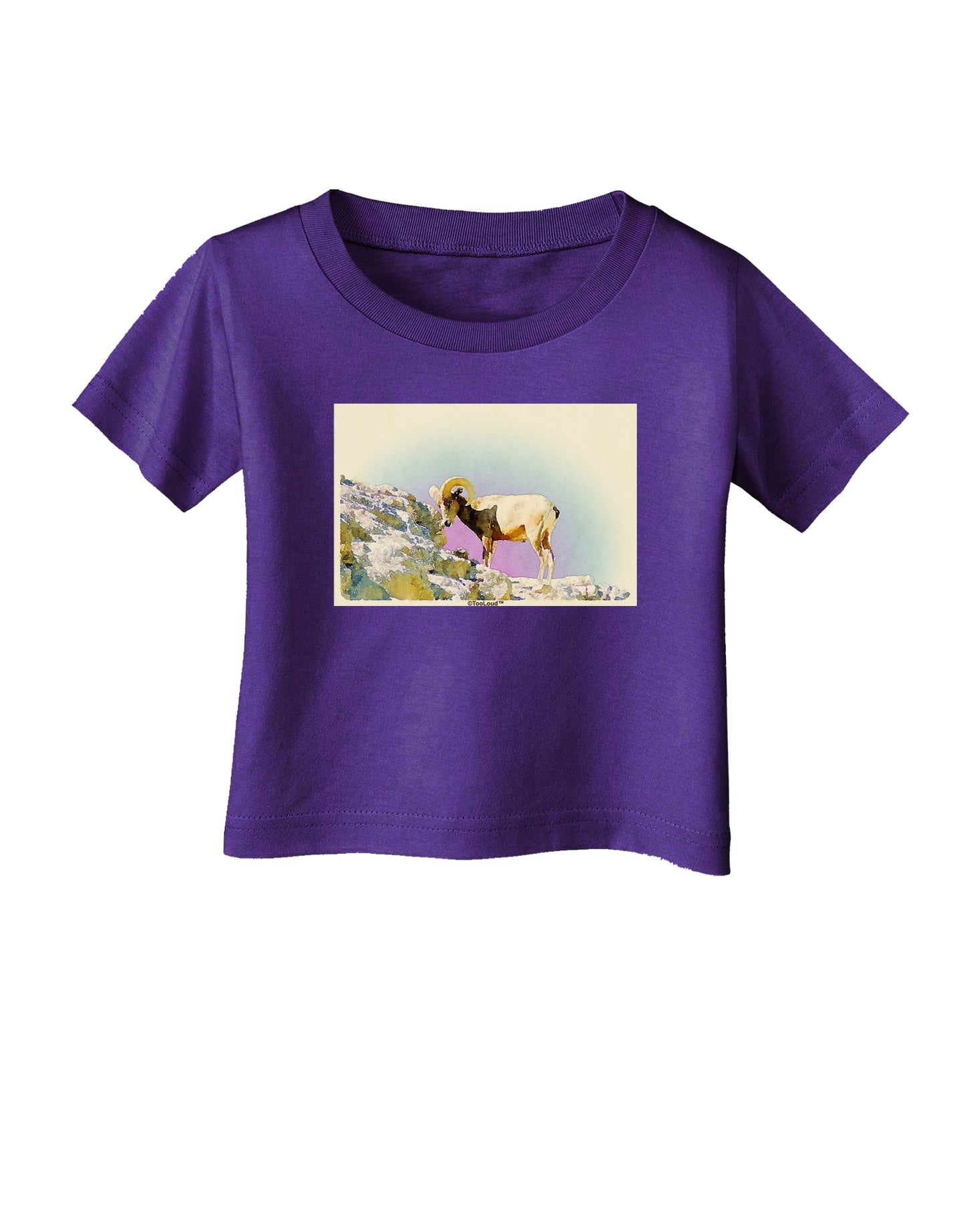 Bighorn Ram Watercolor Infant T-Shirt Dark-Infant T-Shirt-TooLoud-Purple-06-Months-Davson Sales