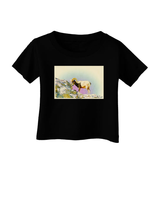 Bighorn Ram Watercolor Infant T-Shirt Dark-Infant T-Shirt-TooLoud-Black-06-Months-Davson Sales