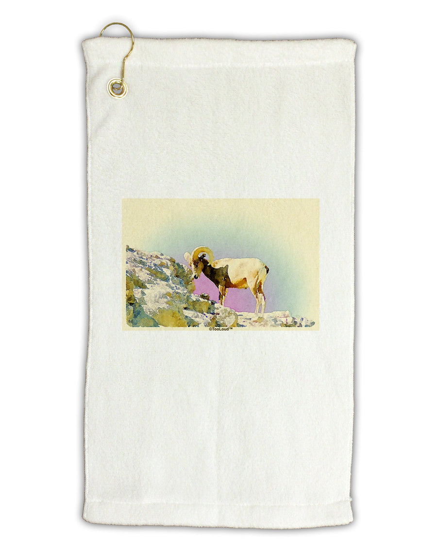 Bighorn Ram Watercolor Micro Terry Gromet Golf Towel 11&#x22;x19-Golf Towel-TooLoud-White-Davson Sales