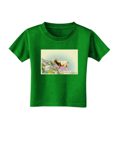 Bighorn Ram Watercolor Toddler T-Shirt Dark-Toddler T-Shirt-TooLoud-Clover-Green-2T-Davson Sales