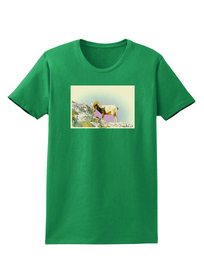 Bighorn Ram Watercolor Womens Dark T-Shirt-TooLoud-Kelly-Green-X-Small-Davson Sales