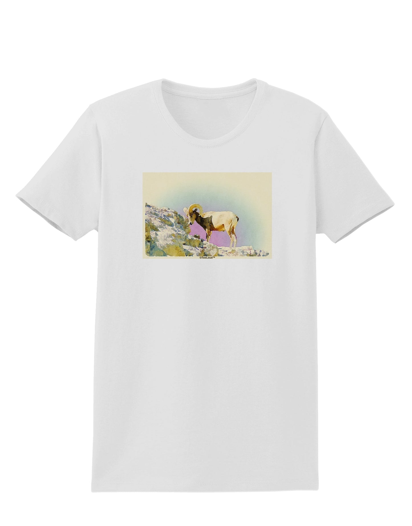 Bighorn Ram Watercolor Womens T-Shirt-Womens T-Shirt-TooLoud-White-X-Small-Davson Sales