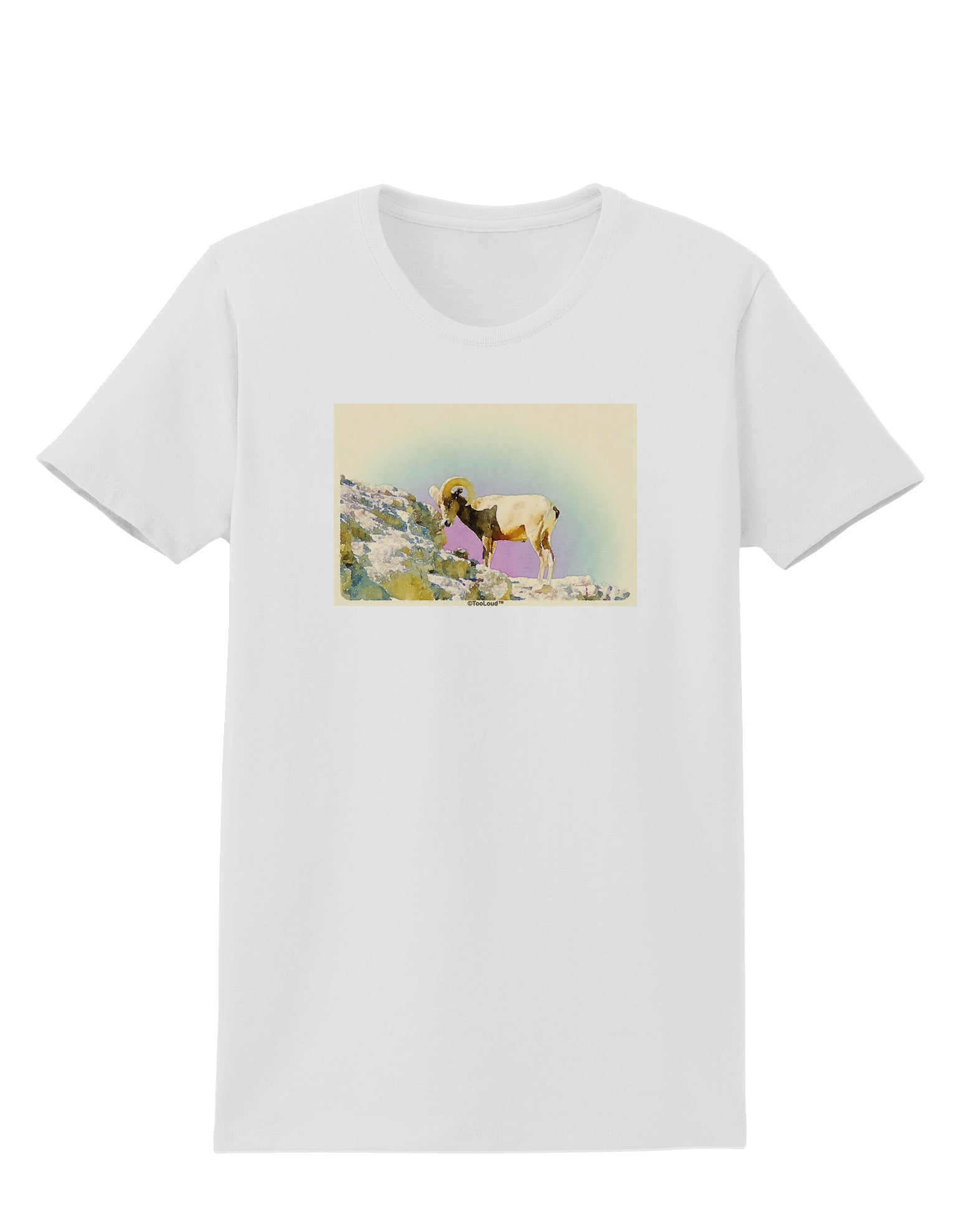 Bighorn Ram Watercolor Womens T-Shirt-Womens T-Shirt-TooLoud-White-X-Small-Davson Sales