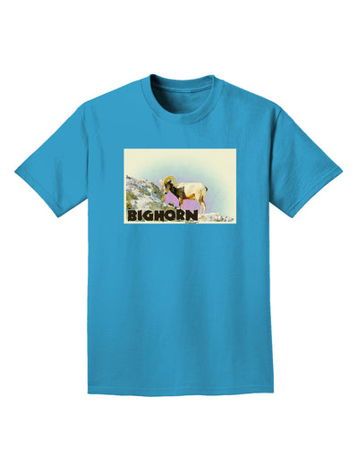 Bighorn Ram WatercolorText Adult Dark T-Shirt-Mens T-Shirt-TooLoud-Turquoise-Small-Davson Sales