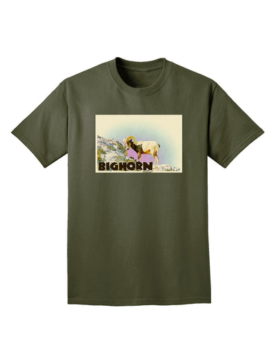 Bighorn Ram WatercolorText Adult Dark T-Shirt-Mens T-Shirt-TooLoud-Military-Green-Small-Davson Sales