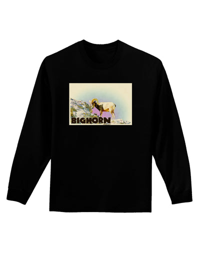 Bighorn Ram WatercolorText Adult Long Sleeve Dark T-Shirt-TooLoud-Black-Small-Davson Sales