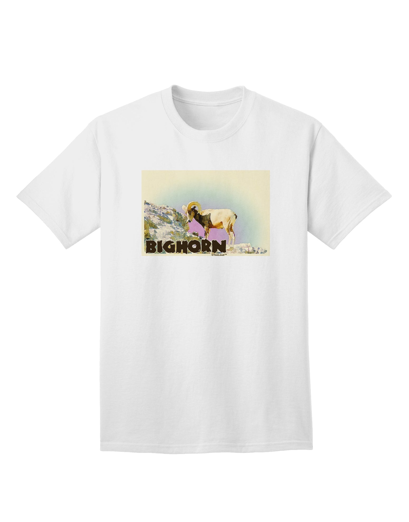 Bighorn Ram WatercolorText Adult T-Shirt-Mens T-Shirt-TooLoud-White-Small-Davson Sales