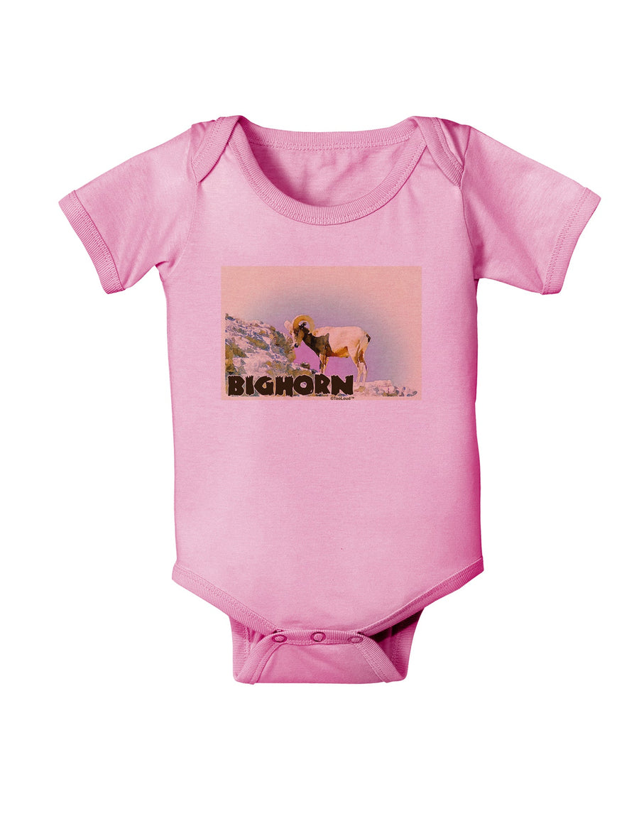 Bighorn Ram WatercolorText Baby Romper Bodysuit-Baby Romper-TooLoud-White-06-Months-Davson Sales