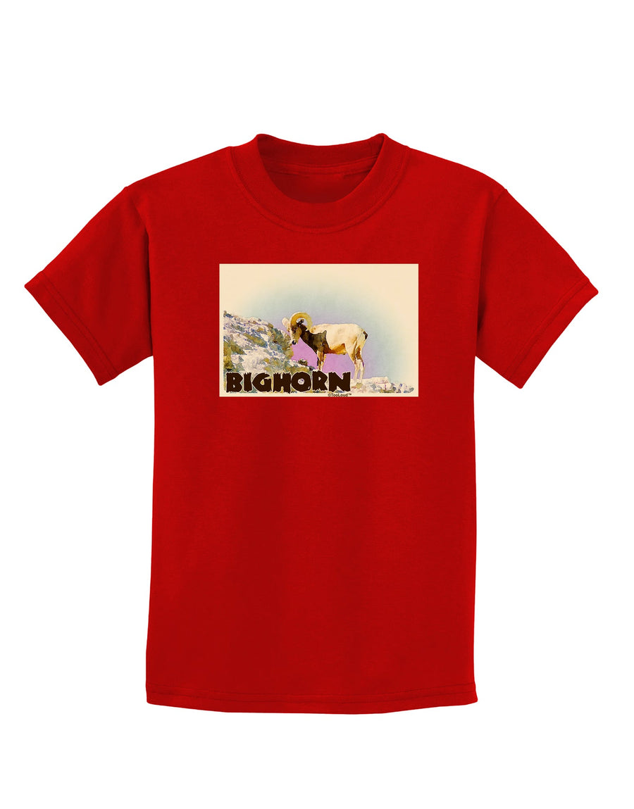 Bighorn Ram WatercolorText Childrens Dark T-Shirt-Childrens T-Shirt-TooLoud-Black-X-Small-Davson Sales