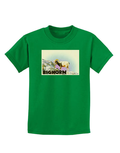 Bighorn Ram WatercolorText Childrens Dark T-Shirt-Childrens T-Shirt-TooLoud-Kelly-Green-X-Small-Davson Sales