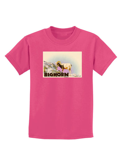 Bighorn Ram WatercolorText Childrens Dark T-Shirt-Childrens T-Shirt-TooLoud-Sangria-X-Small-Davson Sales