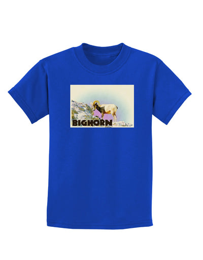 Bighorn Ram WatercolorText Childrens Dark T-Shirt-Childrens T-Shirt-TooLoud-Royal-Blue-X-Small-Davson Sales