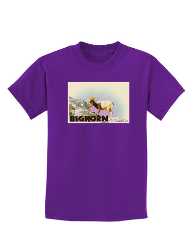 Bighorn Ram WatercolorText Childrens Dark T-Shirt-Childrens T-Shirt-TooLoud-Purple-X-Small-Davson Sales