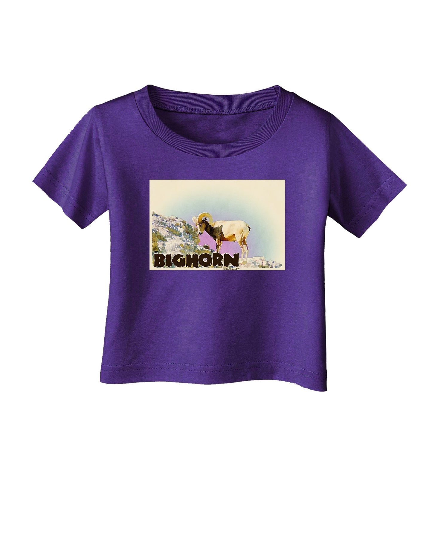 Bighorn Ram WatercolorText Infant T-Shirt Dark-Infant T-Shirt-TooLoud-Purple-06-Months-Davson Sales