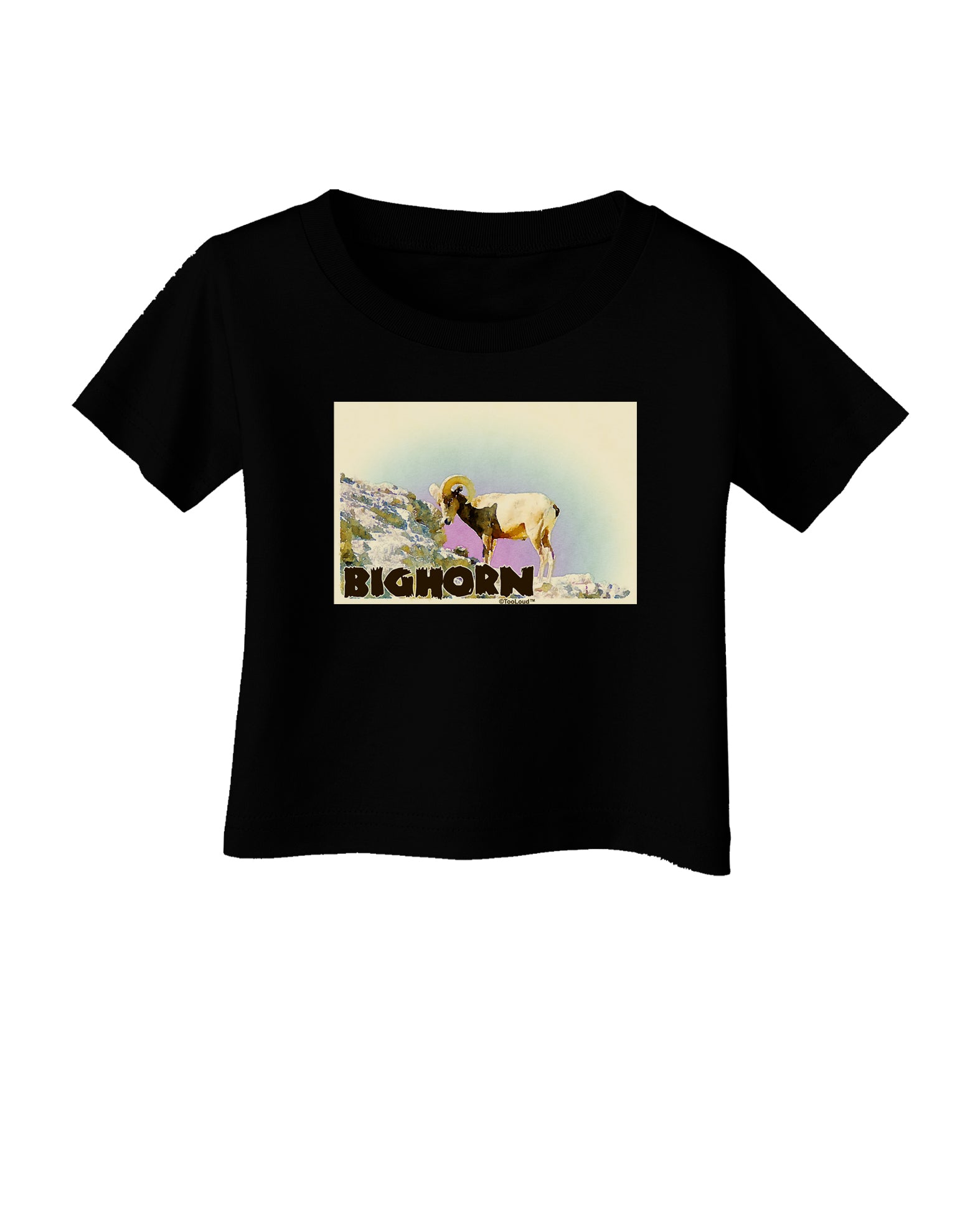Bighorn Ram WatercolorText Infant T-Shirt Dark-Infant T-Shirt-TooLoud-Black-06-Months-Davson Sales