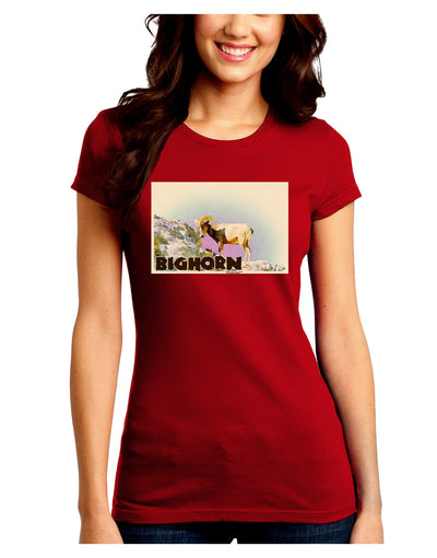 Bighorn Ram WatercolorText Juniors Crew Dark T-Shirt-T-Shirts Juniors Tops-TooLoud-Red-Juniors Fitted Small-Davson Sales