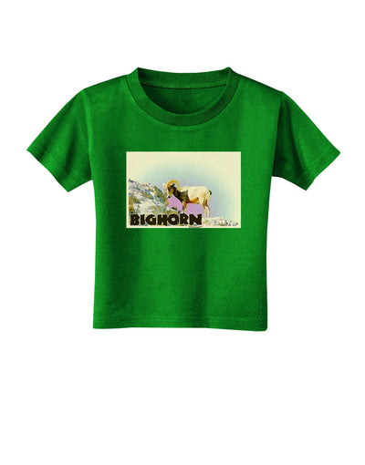 Bighorn Ram WatercolorText Toddler T-Shirt Dark-Toddler T-Shirt-TooLoud-Clover-Green-2T-Davson Sales