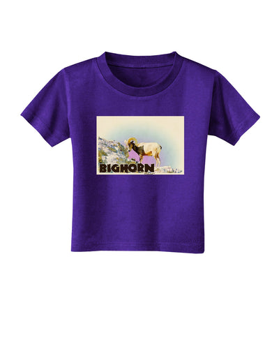 Bighorn Ram WatercolorText Toddler T-Shirt Dark-Toddler T-Shirt-TooLoud-Purple-2T-Davson Sales