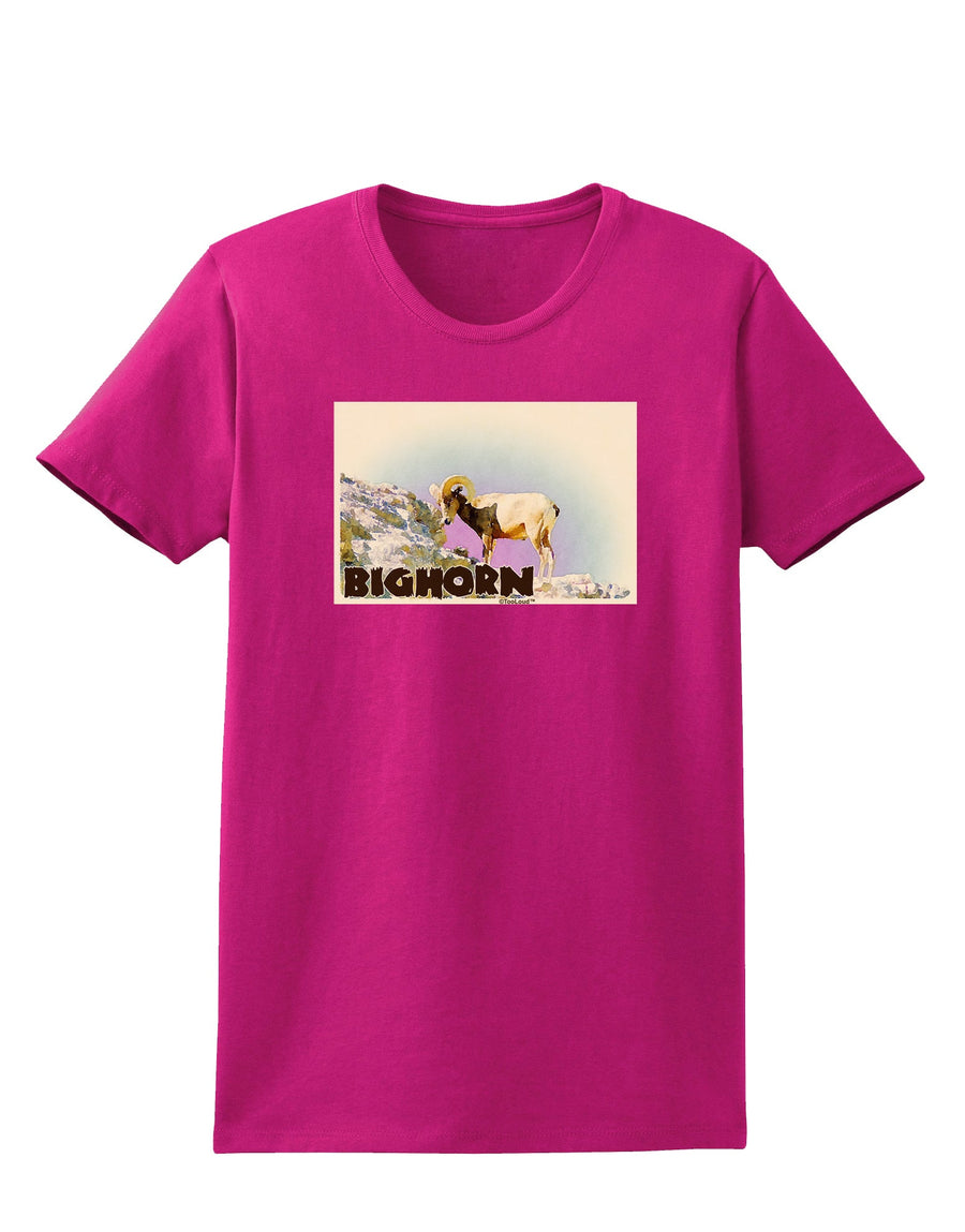 Bighorn Ram WatercolorText Womens Dark T-Shirt-TooLoud-Black-X-Small-Davson Sales