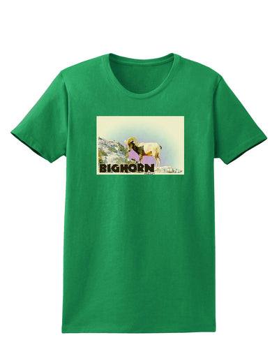 Bighorn Ram WatercolorText Womens Dark T-Shirt-TooLoud-Kelly-Green-X-Small-Davson Sales