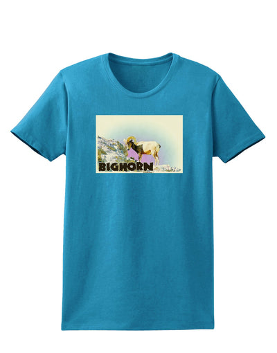 Bighorn Ram WatercolorText Womens Dark T-Shirt-TooLoud-Turquoise-X-Small-Davson Sales