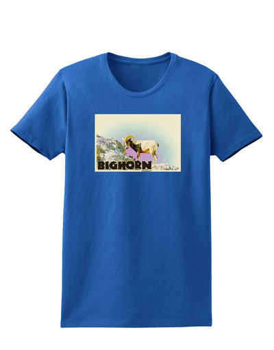 Bighorn Ram WatercolorText Womens Dark T-Shirt-TooLoud-Royal-Blue-X-Small-Davson Sales