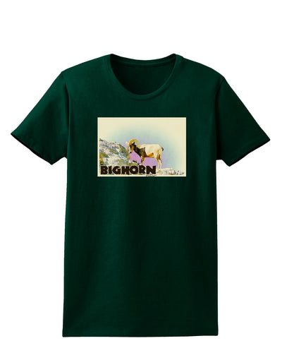 Bighorn Ram WatercolorText Womens Dark T-Shirt-TooLoud-Forest-Green-Small-Davson Sales